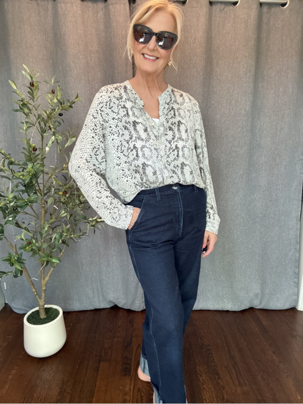J. Crew Snakeskin Blouse in Ivory and Gray